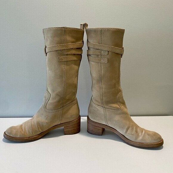 Gucci Womens Boots Beige Leather Mid Calf 7 - Picture 9 of 12